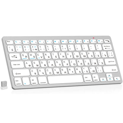 Russian English Layout Slim Wireless Keyboard Bluetooth & 2.4G Dual Mode Keyboard Compact Ergonomic for Windows ios Android