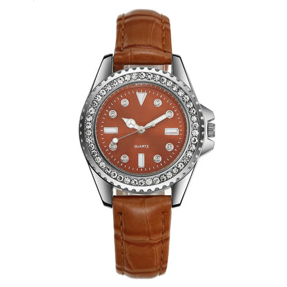 Ladies Luxury Diamond Branded Quartz Watch Fashion 2025 New Simple Green Leather Women's Dress Clock Watch DDP