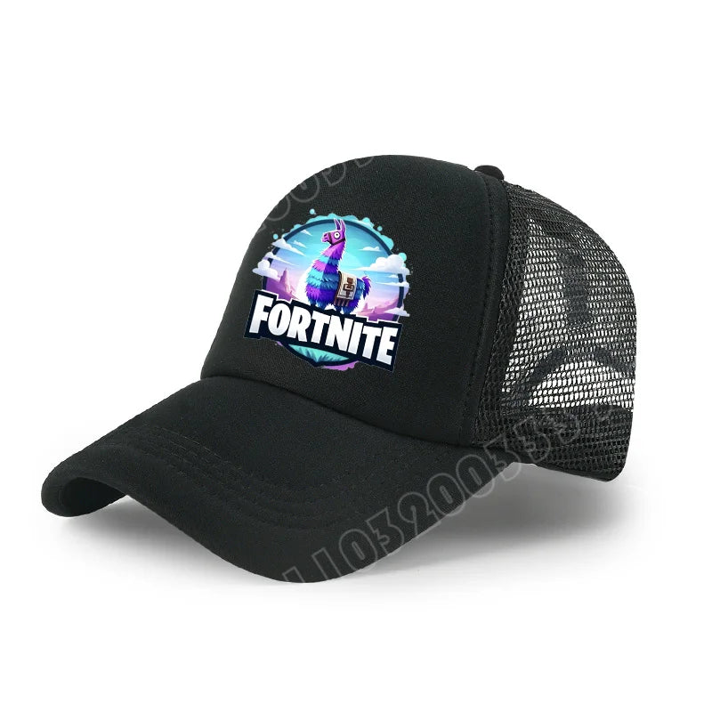 Boné de Basebol Fortnite com Estampa Cartoon do Jogo para Crianças, Boné de Verão em Malha Respirável, Boné Ajustável com Pala, Presente de Aniversário para Crianças