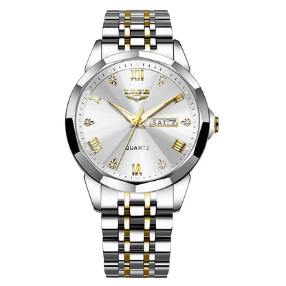 Relógio de pulso de quartzo para mulher LIGE – Elegante e luxuoso, com indicação da data e do dia da semana – Relógio simples e à prova de água, ideal como presente para mulher