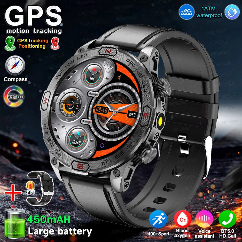 Men's Fashion Outdoor Sport GPS Smart Watch with AMOLED HD Screen, Heart Rate Monitor, and Waterproof Features