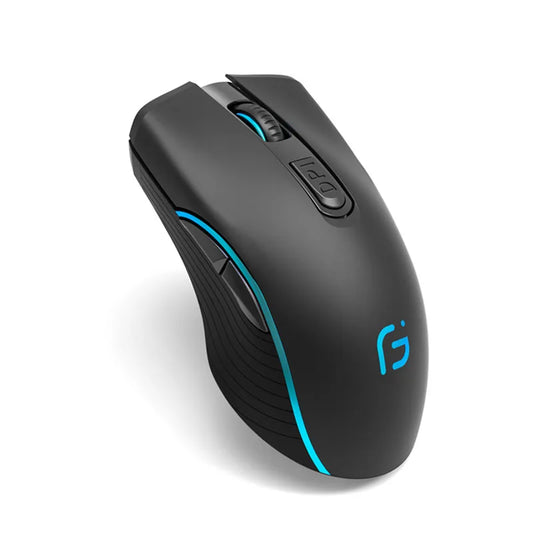 Rechargeable Dual Mode Bluetooth Wireless Mouse, 2.4GHz USB Optical Gaming Mouse with 2400 DPI, Ergonomic Rechargeable Wireless Mouse for PC, Laptop & Mac