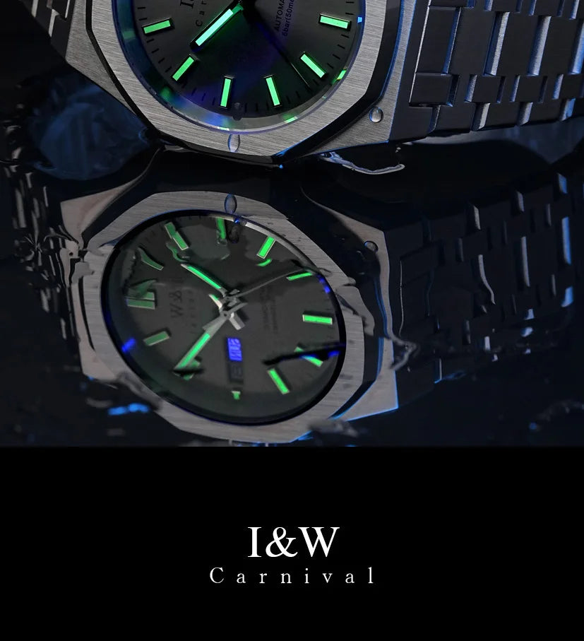 CARNIVAL Mens Mechanical Watch Brand Luxury Sapphire NH36 Movement Automatic Wrist Watches 50m Waterproof for Men Reloj Hombre