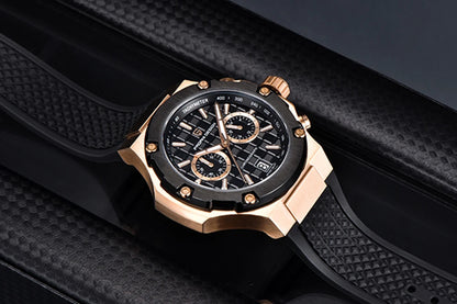Quartzhorloges voor heren van PAGANI DESIGN – Luxe sportchronograaf, waterdicht, voorzien van lichtgevende wijzers en een saffierglas met antireflectiecoating