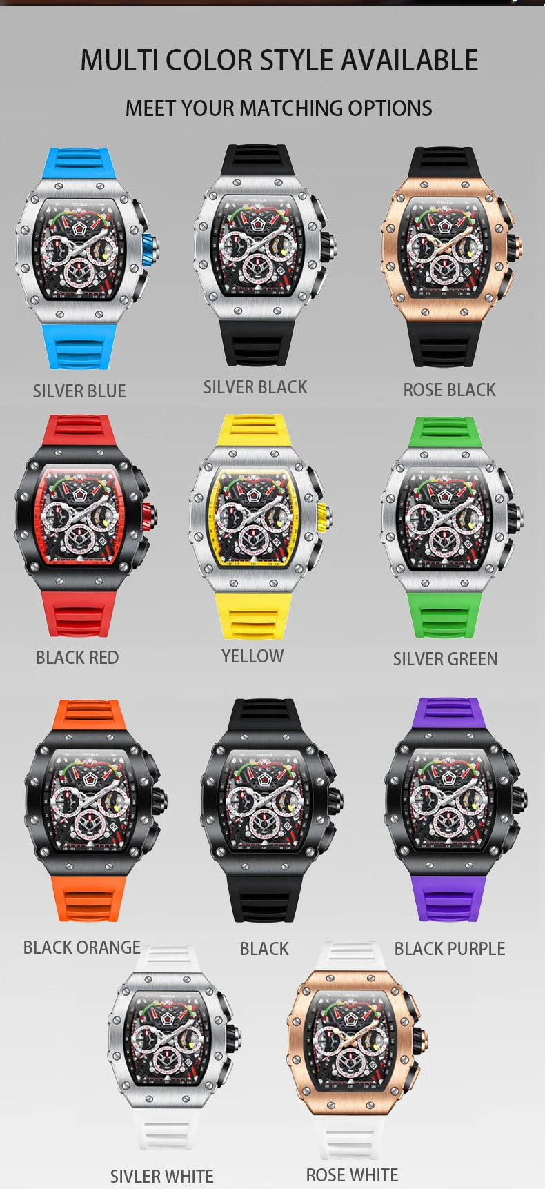 ONOLA Luxury Men Mechanical Watch with Hollow Out Luminous Automatic Watch 3Bar Waterproof Reloj Hombre