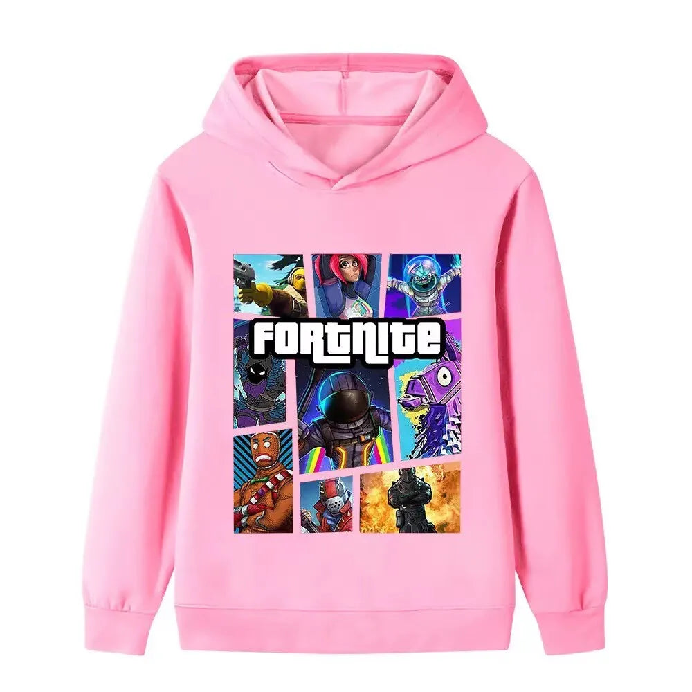 Hanorace pentru copii cu imprimeu Fortnite, costum confortabil cu design animat, bluze lejere cu mânecă lungă, haine de toamnă-iarnă