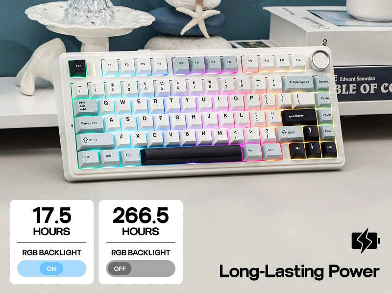 EPOMAKER x AULA F75 75% ANSI Gasket Hot-Swap Bluetooth 5.0/2.4G Wireless/Wired Mechanical Keyboard PBT Keycaps for Win/Mac