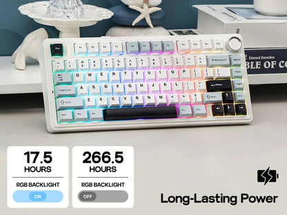 EPOMAKER x AULA F75 75% ANSI Gasket Hot-Swap Bluetooth 5.0/2.4G Wireless/Wired Mechanical Keyboard PBT Keycaps for Win/Mac
