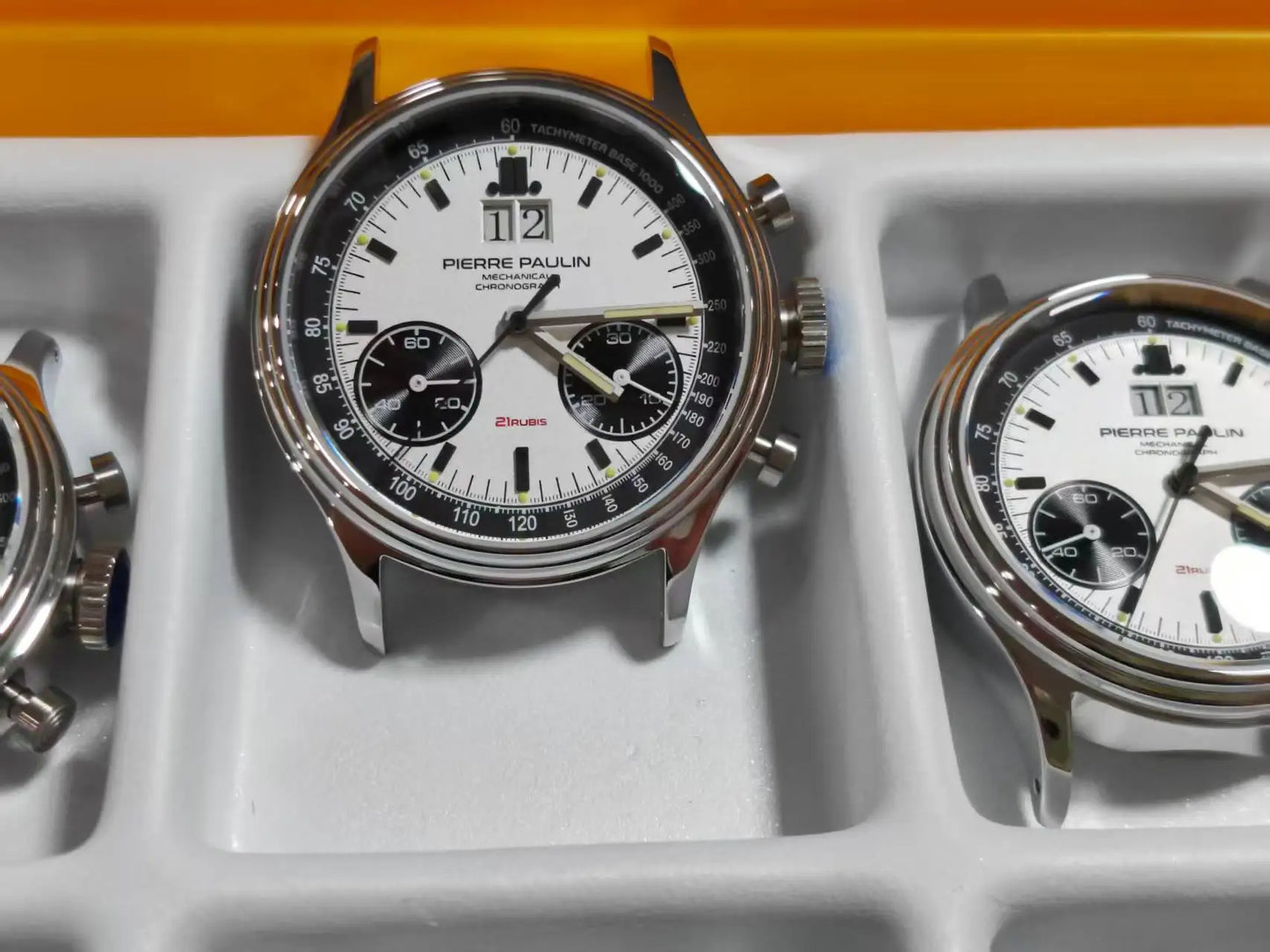 New PIERRE PAULIN BIg Date Retro 70‘s Vintage Panda Style Chronograph Mechanical Men's Complicated 38MM Luxury Sapphire Wrist