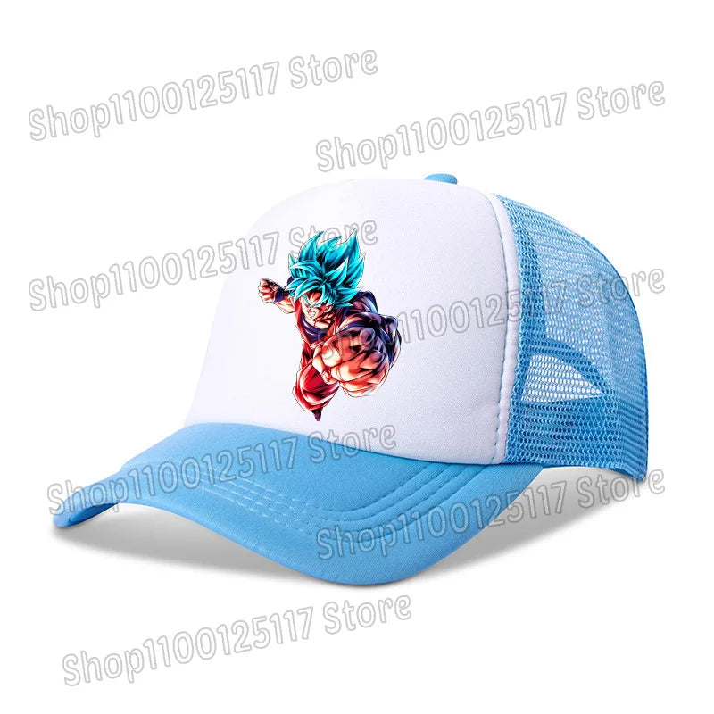 Dragon Ball baseball sapka, anime-nyomtatott sapkák, lélegző, csúcsos sapka, rajzfilm, Goku, nyári sport, snapback, hálós napellenzős sapka, gyermekajándék