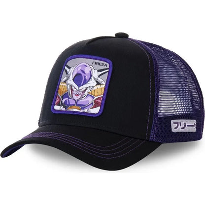 Dragon Ball Son Goku sapka, nyári utazós csúcsos sapka, férfi hímzett hip-hop stílusú napellenzős, állítható trucker hálós sapka