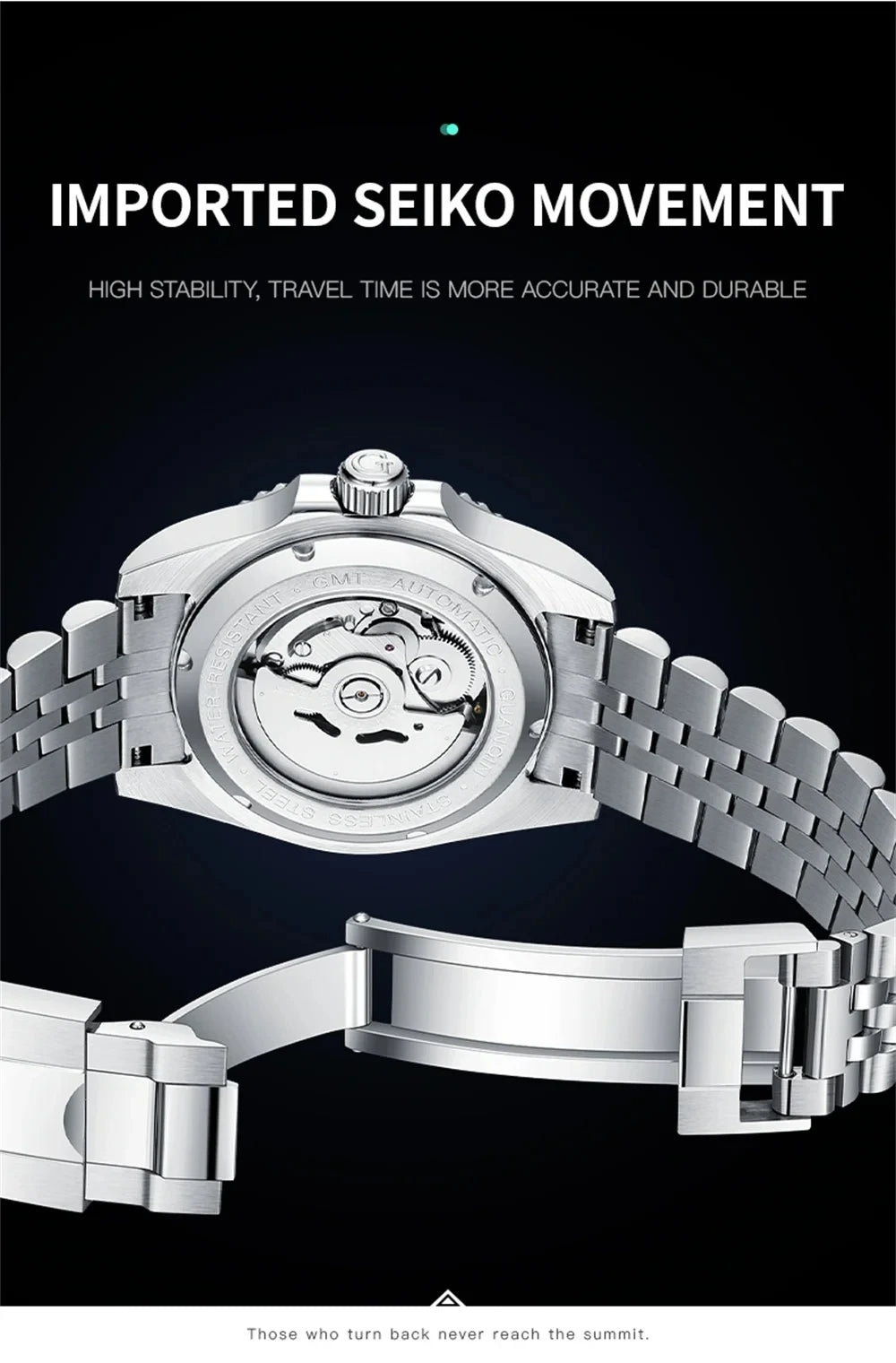 GUANQIN GMT Reloj para hombre 2025 nuevo reloj automático para hombre NH34 reloj mecánico de pulsera con cristal de zafiro y acero inoxidable para mano izquierda