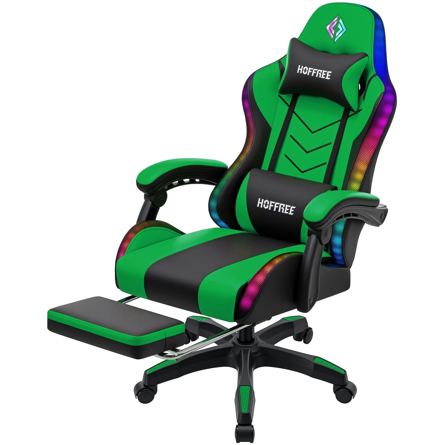 300lbs RGB LED Gaming Chair with Wireless Speakers, Ergonomic Massage Gaming Chair with Footrest, Reclining Computer Gaming Chair for Adults
