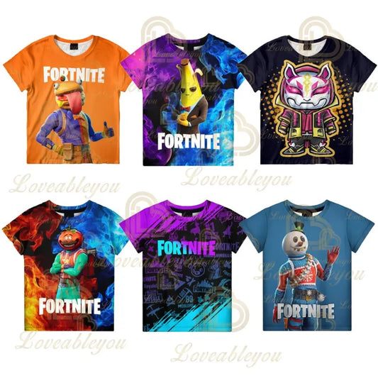 New Fortnite Summer T Shirt Boys Cartoon Cute Tee Short Sleeve Shirt Men Women Children Tshirts Teenager Tee Streetwear Tops
