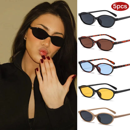 1/4pcs New Casual Elliptical Sunglasses Female Multi Color Frame Glasses Fashion Small Frame Design UV400 Sun Glasses Unisex