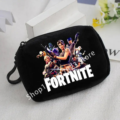 Portamonete in peluche Fortnite per bambini e bambine, portafoglio portatile carino e alla moda, borsa porta carte d’identità in stile cartoon e anime, regalo di compleanno per bambini