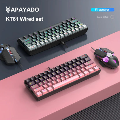 APAYADO K61 Mini Mechanische Tastatur, kabelgebunden, 61 Tasten, Phantom RGB, mechanischer Schalter in Schwarz/Weiß/Rot/Blau für Gaming, 60 % tragbar