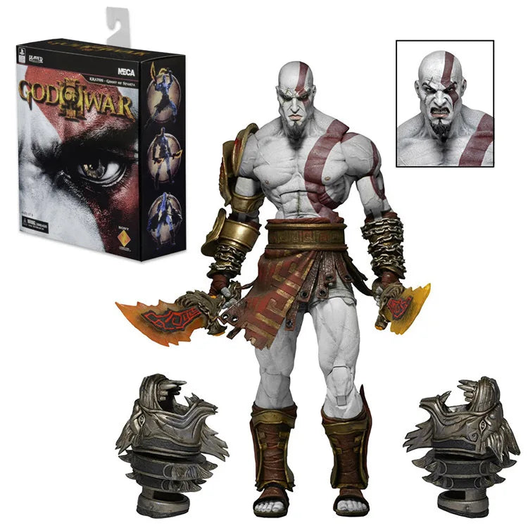 18CM Boxed NECA God of War Sparta Ghost Kratos Father Son Edition Atreus Action Doll Model Joint Mobile Toy Gift