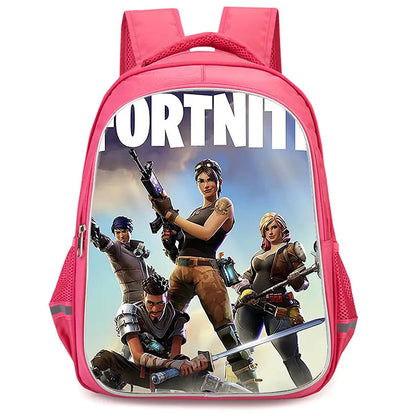 Mochila Fortnite Cartoon de 16 polegadas, unissexo, para rapazes e raparigas, com fechos duplos, grande capacidade e leve, para estudantes