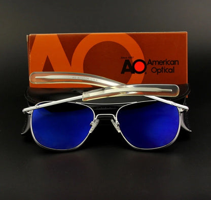 Pilot AO Sunglasses Men Top Quality American Army Military Mirror AGX Tempered Glass Lens Sun Glasses