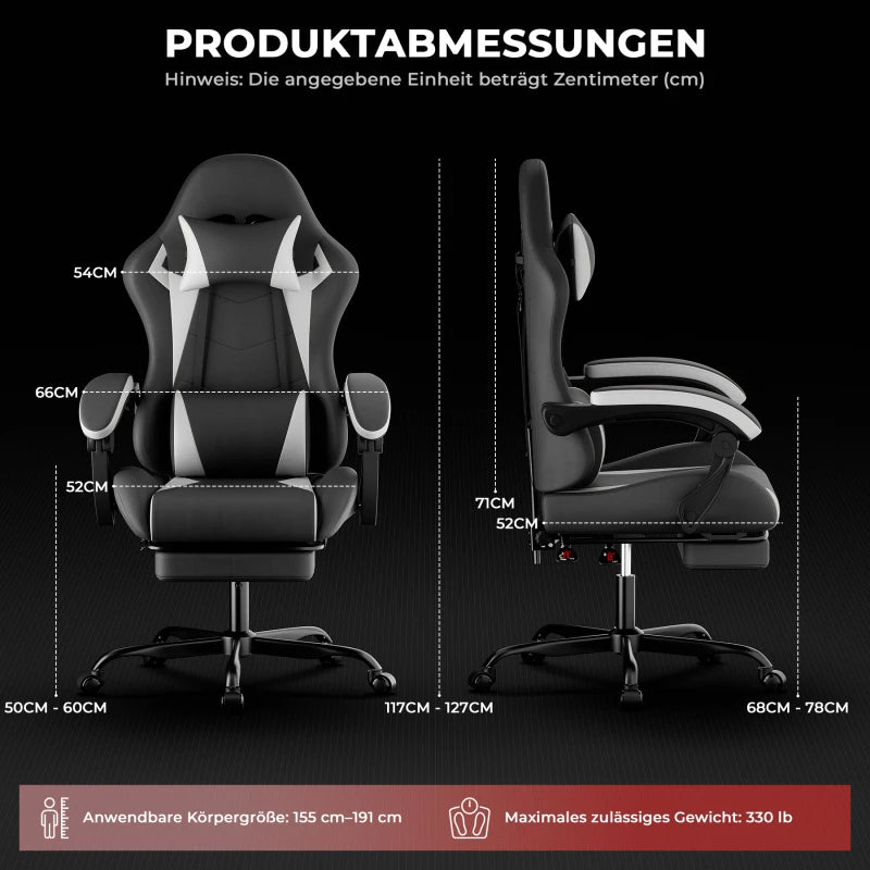 Ergonomic Gaming Chair Office Chair with Lumbar Support, Adjustable Height, 360° Swivel Computer Desk Chair with Comfortable Cushion