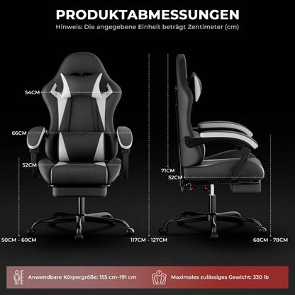 Ergonomic Gaming Chair Office Chair with Lumbar Support, Adjustable Height, 360° Swivel Computer Desk Chair with Comfortable Cushion