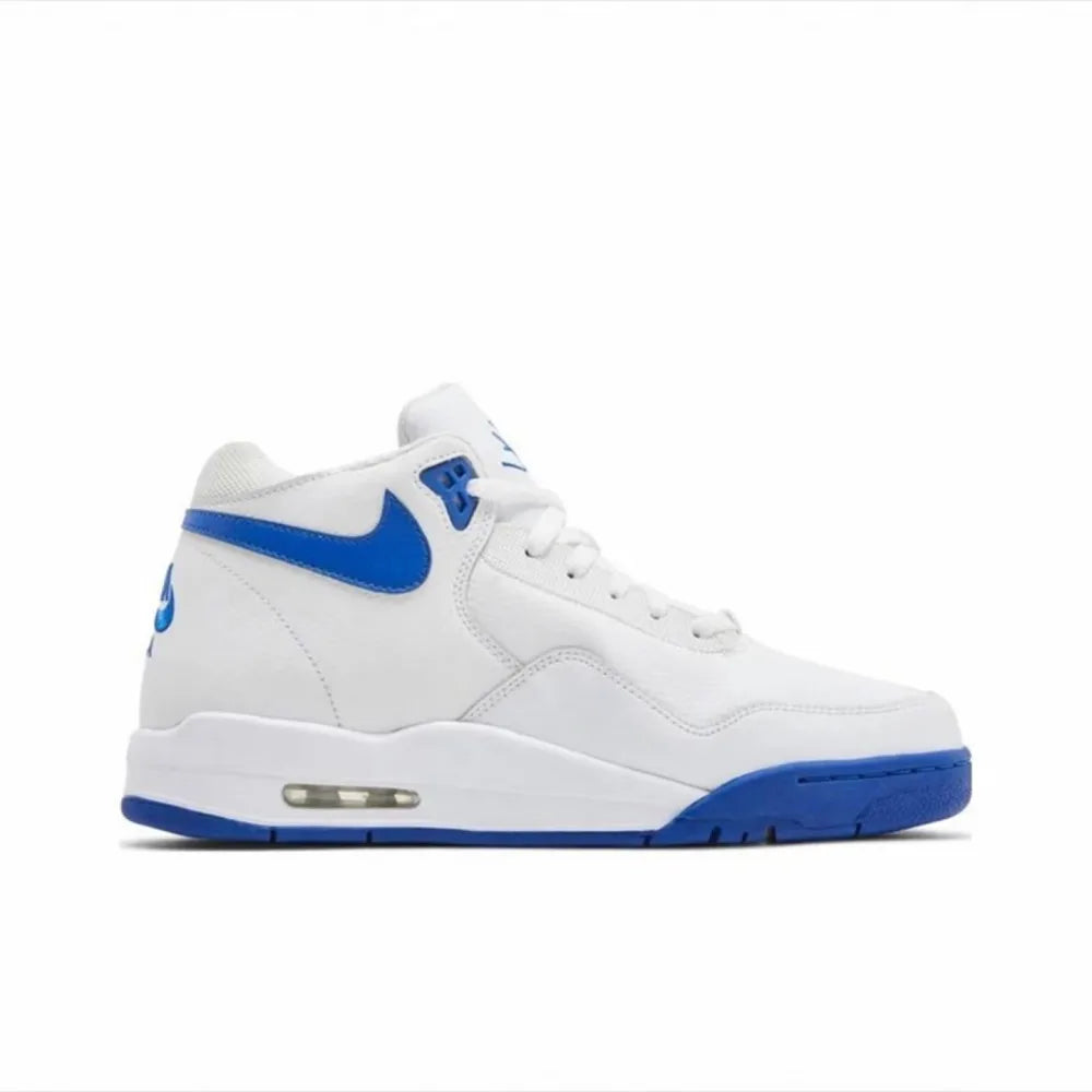 Nike Flight Legacy: Ténis de basquetebol retro de cano médio, confortáveis e versáteis, para homem, branco/azul, BQ4212-103