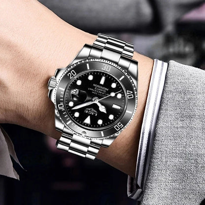 Reloj de buceo de lujo para hombre, de la marca LIGE, resistente al agua hasta 3 ATM, con indicador de fecha, reloj deportivo de cuarzo