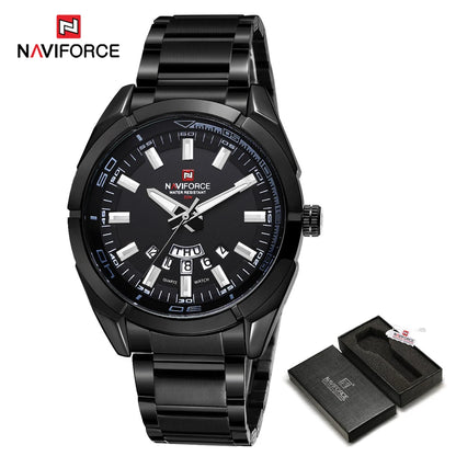 Ανδρικό ρολόι NAVIFORCE, εξ ολοκλήρου από ατσάλι, αδιάβροχο, casual στυλ, μηχανισμός χαλαζία με ένδειξη ημερομηνίας – Πολυτελές ανδρικό ρολόι χειρός, από κορυφαία μάρκα.