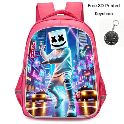 FORTNITE 16-inch Durable Lightweight Backpack, Dual Zipper Pockets, Cartoon Style for Boys & Girls 6-10,Free 3D Printed Keychain