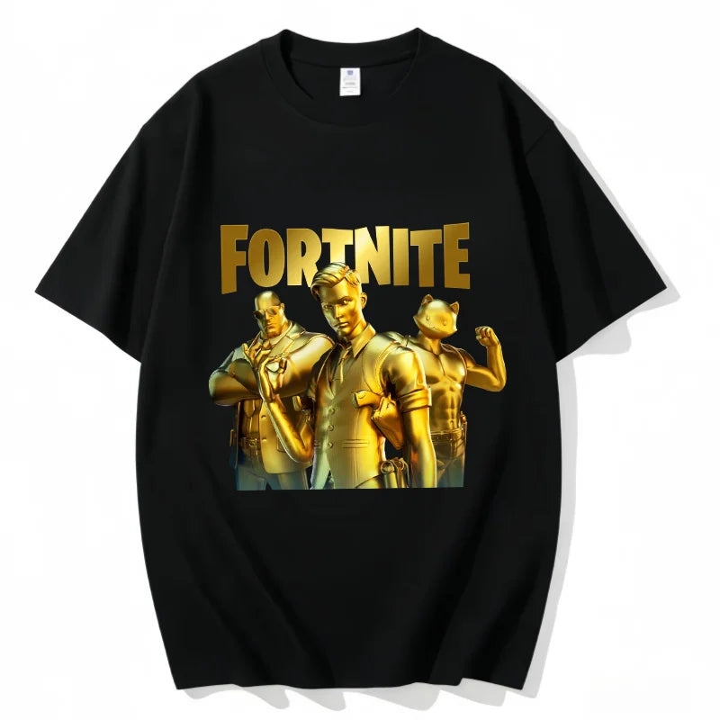 Fortnite Rundhals-T-Shirt für Erwachsene, unisex, Gaming-Dance-Mode, neu, aus reiner Baumwolle, kurzärmeliges Oberteil, perfekt für Freizeit und Urlaub