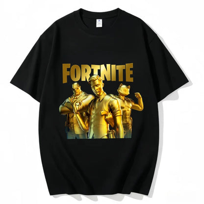 Fortnite Rundhals-T-Shirt für Erwachsene, unisex, Gaming-Dance-Mode, neu, aus reiner Baumwolle, kurzärmeliges Oberteil, perfekt für Freizeit und Urlaub