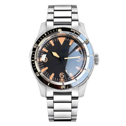Tandorio NH35A PT5000 Mechanical Mens Watch 20BAR Waterproof Sapphire Luminous Red Black Dial Stainless Steel Bracelet New Clock