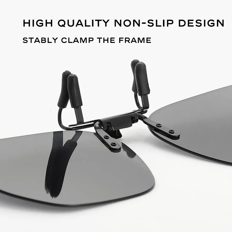 CAPONI New Sunglasses Clip For Men Square Polarized Photochromic Glasses Clip Flipped Up Protect Eyes Light Clip On Frame BS1103