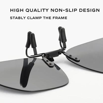 CAPONI New Sunglasses Clip For Men Square Polarized Photochromic Glasses Clip Flipped Up Protect Eyes Light Clip On Frame BS1103