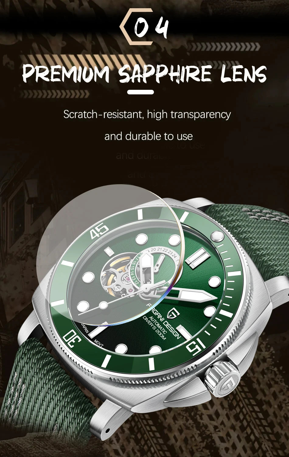 PD1736 PAGANI DESIGN 2025 Men Automatic Mechanical Watches Casual Fashion Sapphire Stainless Steel Diving TMI NH39 Men's Watch