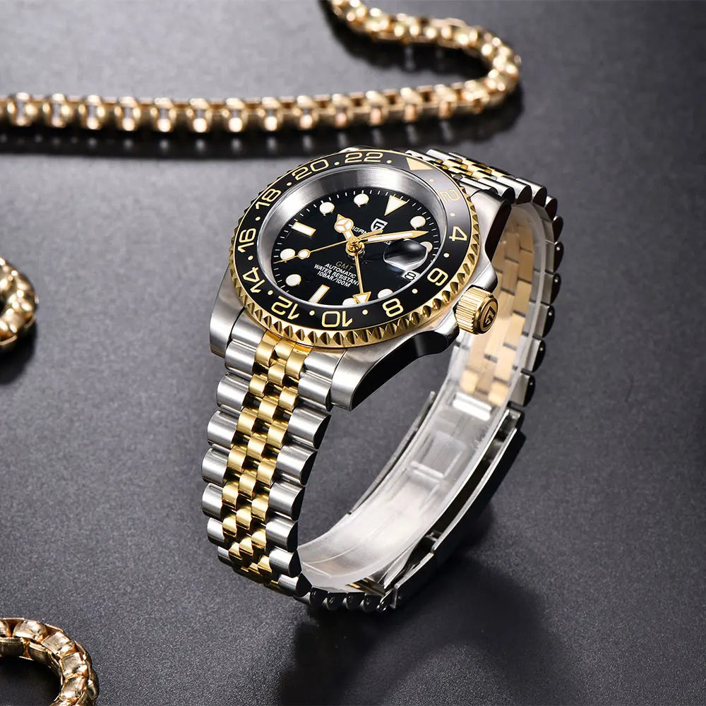 GMT Wristwatch PAGANI DESIGN Automatic Watch 40mm Mens Watch Top Brand Mechanical Watch 100M Waterproof Luminous Watches PD-1662