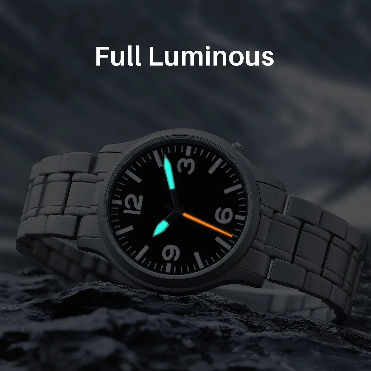 BERNY Full Titanium Watches for Men Super Luminous Sapphire Sports Field Quartz Men's Watch VH31 Wristwatch 5ATM Easy Read