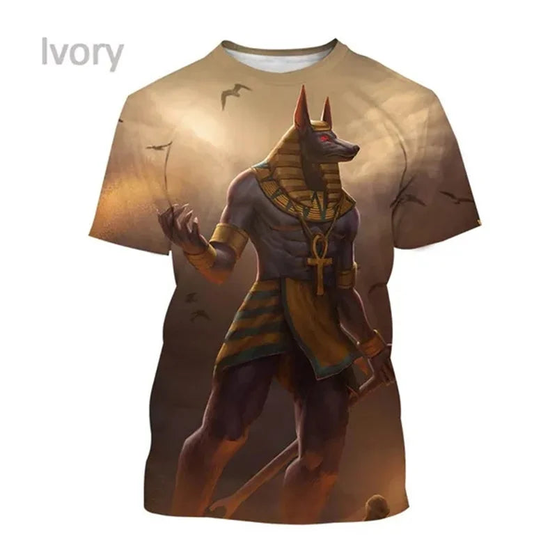 T-Shirts mit dem Sensenmann Anubis – 3D-gedrucktes T-Shirt mit altägyptischem Gott – Auge Ägyptens – Pharao – Harajuku-Mode – Kurzarm-T-Shirt