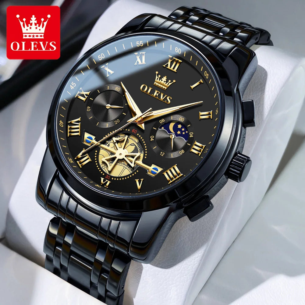 OLEVS 2859 Men’s Watch – A classic and luxurious model with Roman numerals, multifunctional, water-resistant, luminescent dial and high-quality quartz movement.