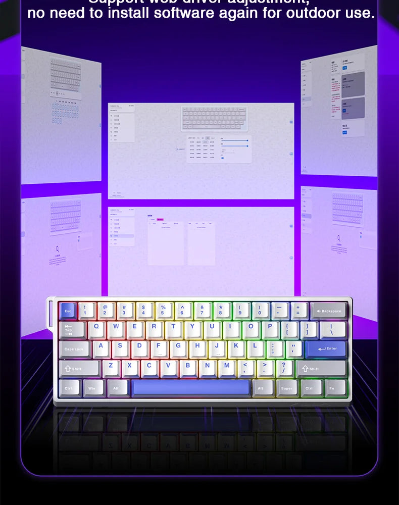 AULA WIN60 HE Magnetic Keyboard 21 Keys Butterfly Keycaps Wired 8K Return RGB Hotswap Customized E-sports Gaming Keyboard