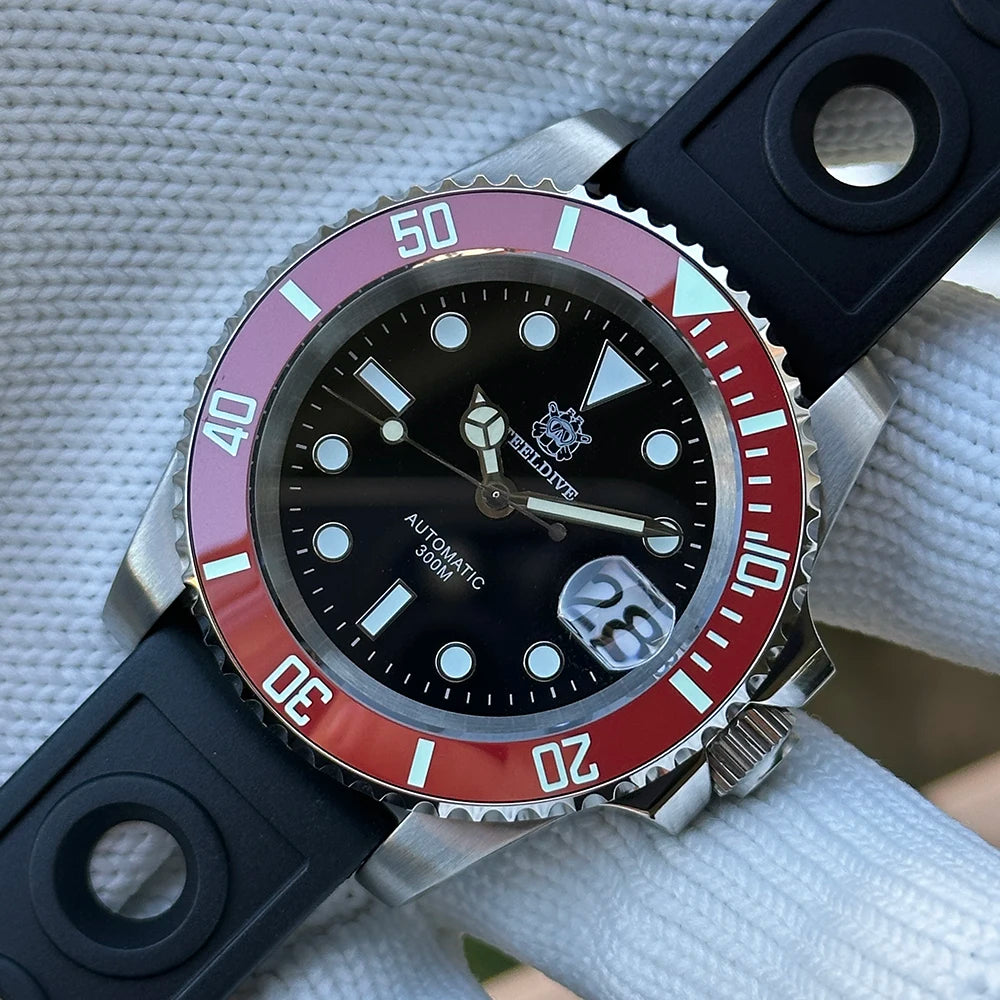 Steeldive Brand Watch SD1953C Red Bezel Diver Watch Men 300M Waterproof Sapphire Glass BGW9 Luminous NH35 Automatic Dive Watch