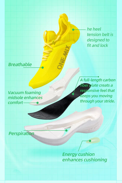 ONEMIX Carbon Fiber Plate Running Shoes Traction Shock Absorption Professional Marathon PB Racing Sports Trainers