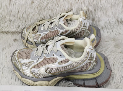 Streetstyle herensneakers met dikke zool, nieuwe gemengde kleuren, vetersluiting, casual koppelschoenen, comfortabel en ademend, voor hardlopen en wandelen