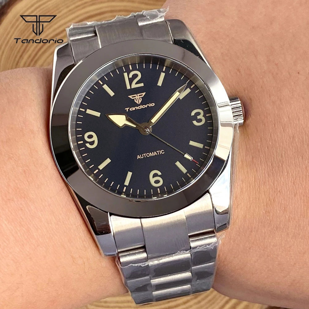 Tandorio Mechanical Automatic 36mm/39mm Explorer Style Watch Sapphire Glass Miyota8215 or PT5000 Men's Wristwatch Glide Clasp