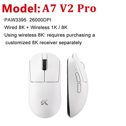 MCHOSE A7 V2 Ultra/Pro Lightweight Wireless Gaming Mouse Dual 8000Hz PAW3950 TI 42000DPI Mice For PC E-sports Gamer