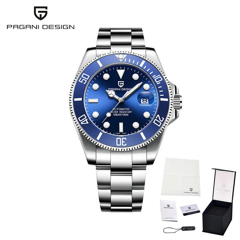 PAGANI DESIGN Diving Watch Mechanical Automatic Watch 316L Stainless Steel UltraBright Luminous Watch Top Luxury Watches for Man