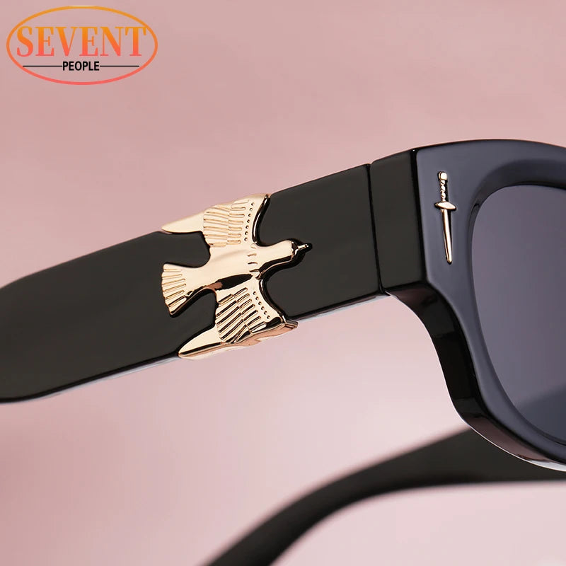 Punk Soaring Eagle Sunglasses Men 2026 Luxury Brand Designer Fashion Rectangle Sun Glasses For Women Steampunk Shades Eyewear