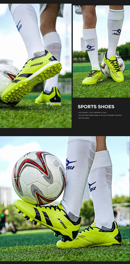 New Men's and Women's Football Shoes, Indoor and Outdoor Sports Shoes with Long and Broken Studs for Football Training Mat