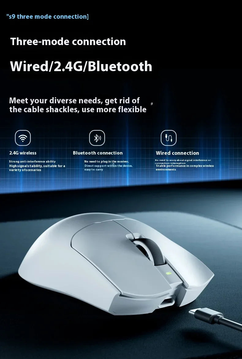 EWEADN S9 Pro Ultra V2 Lightweight Wireless Gaming Mouse Tri-Mode Tri-model Mouse 2.4G USB-CBT 8K Polling 26K DPI PAW3395 Mice